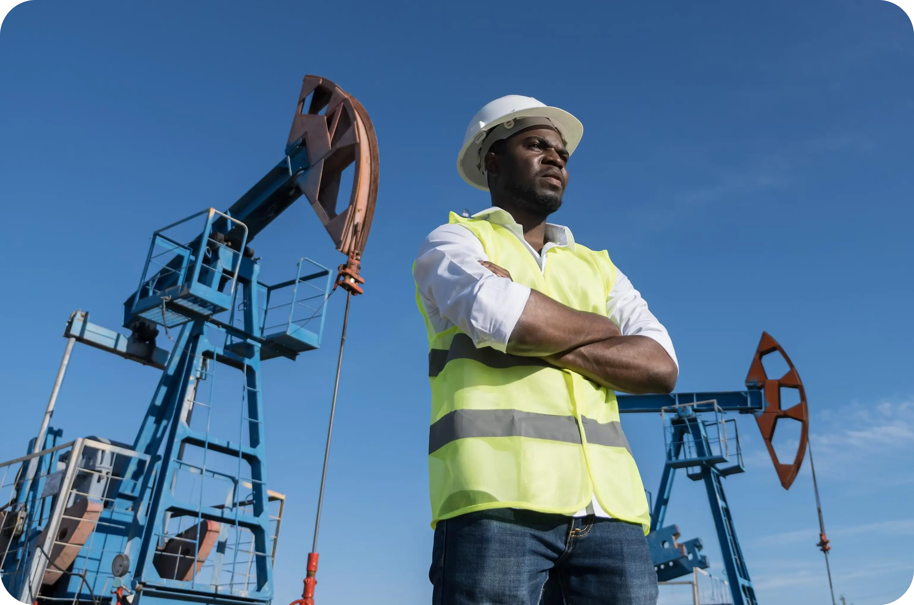 LNG facility worker with tablet