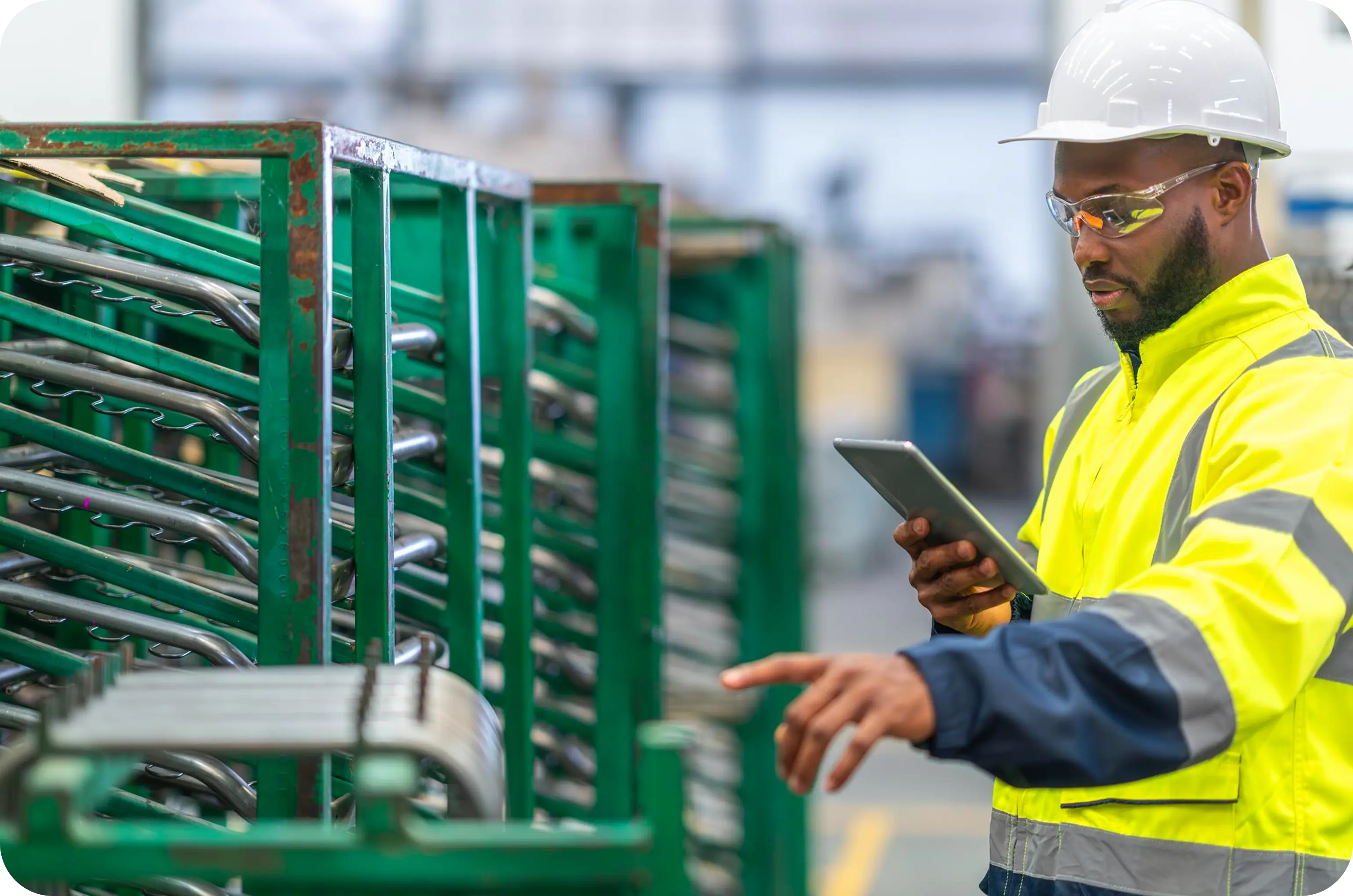 LNG facility worker with tablet